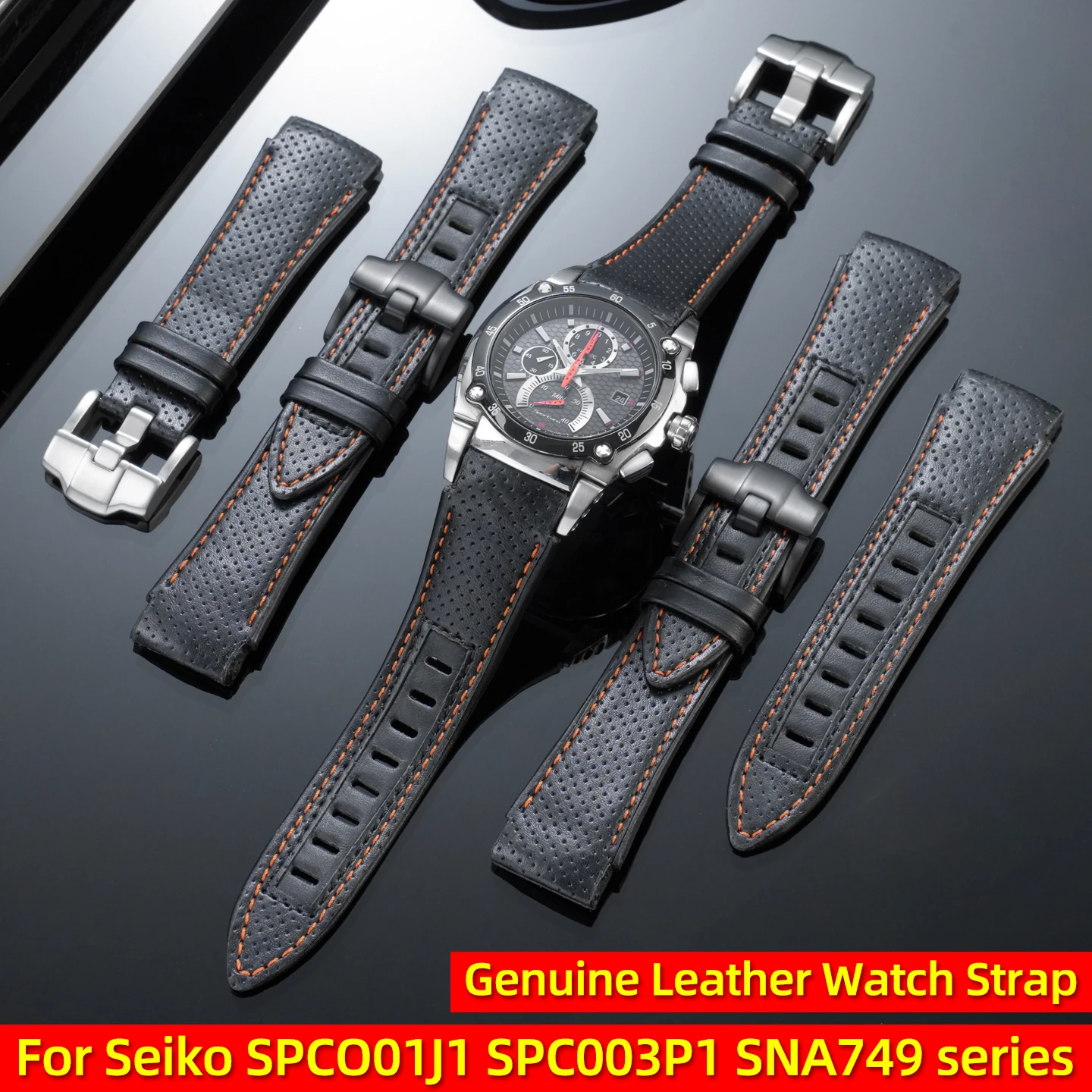 

For Seiko Sportura SNA749 Genuine Leather Strap for SRPC01J1 SPC003P1 SNJ021 Watch Band 22mm Convex Interface Men bracelet parts
