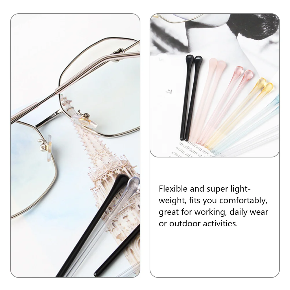 

10pc Eyeglass Temple Tips Replacement Flexible Glass Tips Anti-Slip Ear Grips For Sunglasses Myopia Reading Kids Glasses
