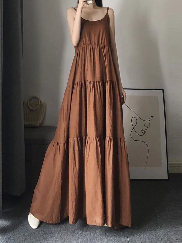 Sommerliches, frisches und elegantes Damenkleid, langes, sexy Trägerkleid mit Bauchbedeckung, schlankmachendes, extra langes Kleid bis zum Knöchel. – Detail 7