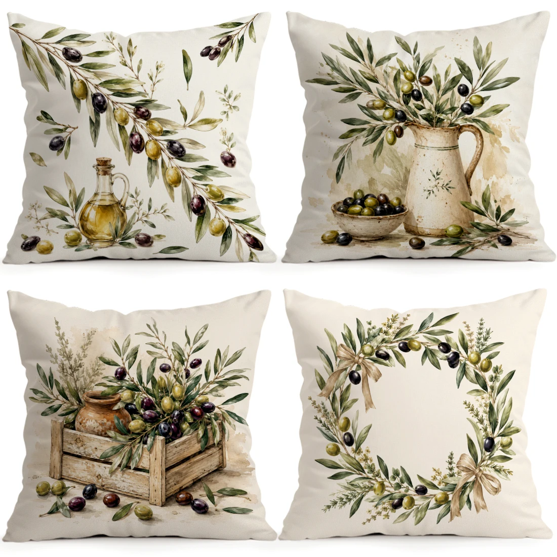 Olive Oil Bottle With Pastoral Cushions Pillowcase Polyester Cushion Cover Throw Pillow Pillowcover Home Car Sofa Decor