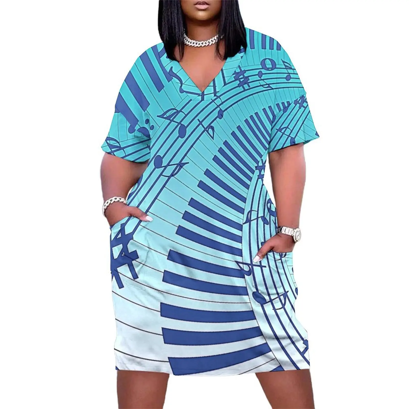 

Music Theme Abstract Art Loose Pocket Dress summer dress korean women elegant dress