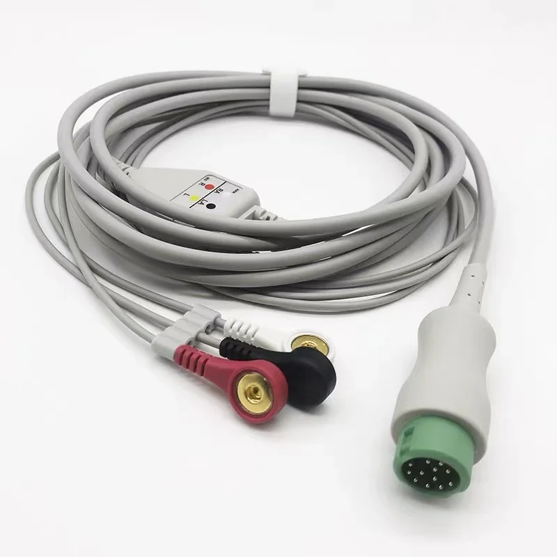 Compatible with Mindray IPM10/PM7000/T5 monitor integrated 12-pin 3-lead American standard button ECG lead cable