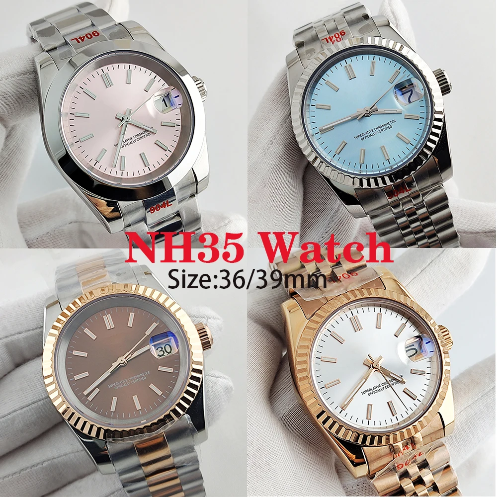 カスタマイズされたNH35腕時計 36mm/39mm レディース/メンズ 自動巻き機械式腕時計 サファイア 自動巻き オイスター Sロゴ腕時計