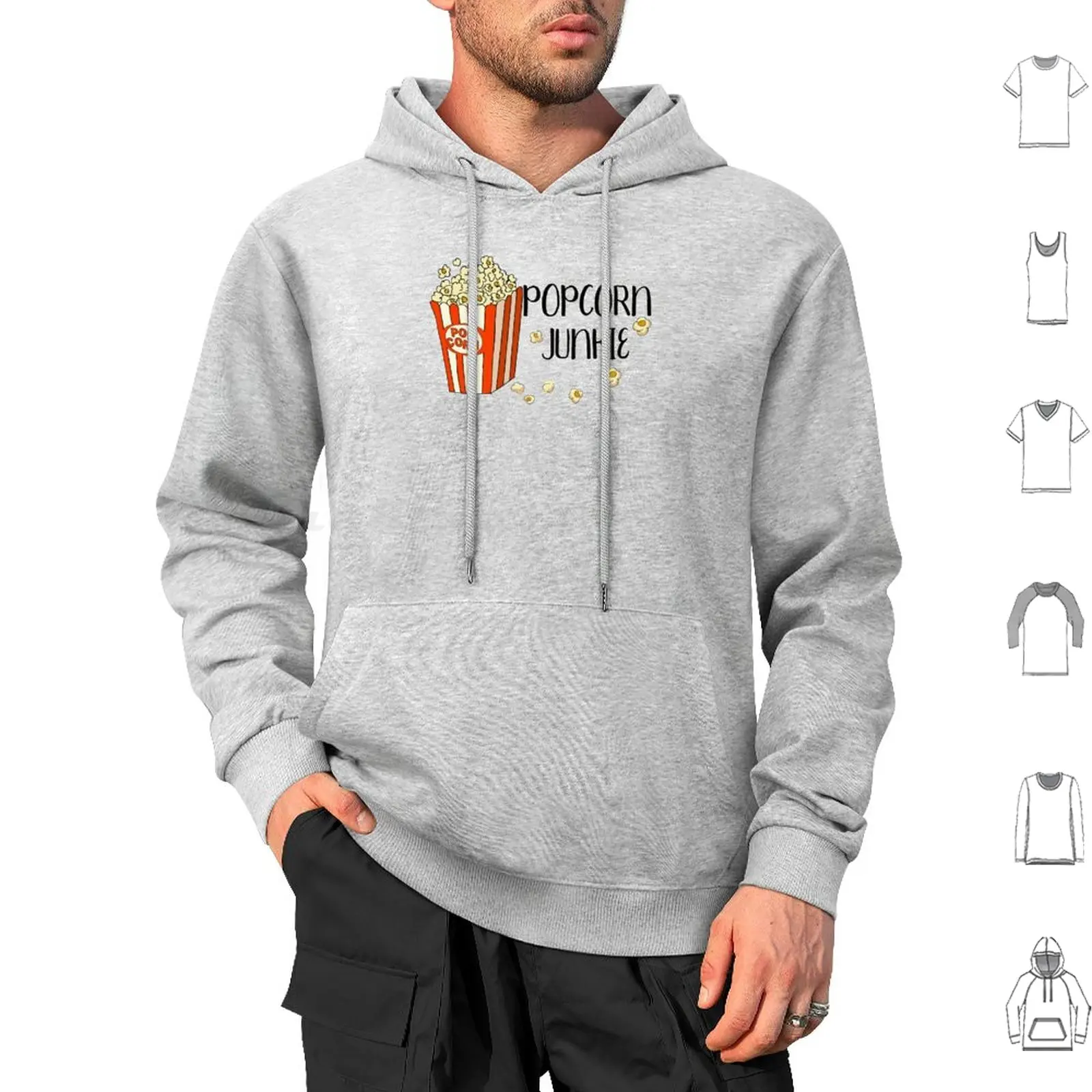 Funny Popcorn Junkie Hoodies Long Sleeve Popcorn Popcorn Lover Junkie Snack Food Popcorn Balls Popcorn Popper Microwave