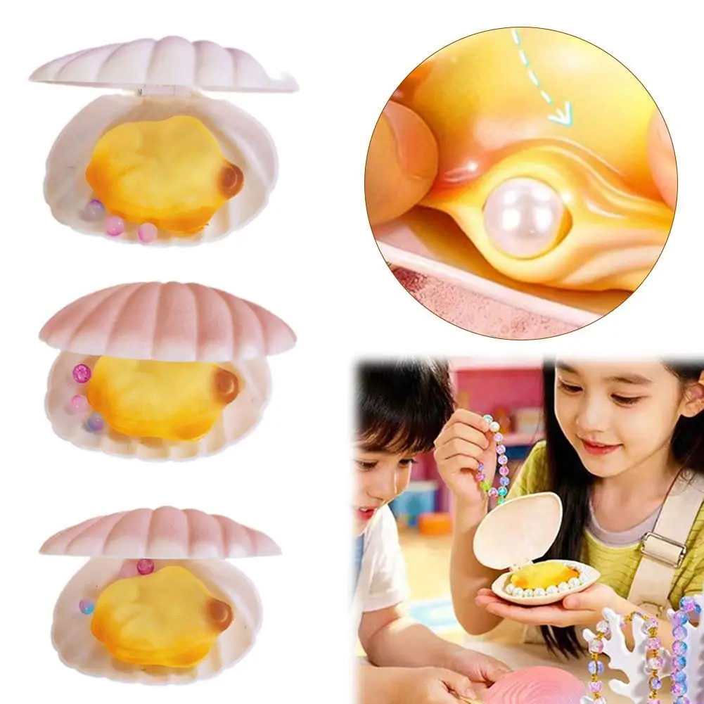 

Набор для творчества: игрушка-антистресс из бусин, имитирующая жемчуг, игрушка-ракушка, ювелирная игрушка-сюрприз, детский подарок ручной работы из бусин C1N6