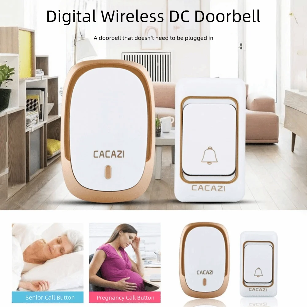 New 200M Range Wireless Doorbell LED Light 4 Volume Remote Call Bell 36 Chime Easy Install DC Battery Operated Home Use