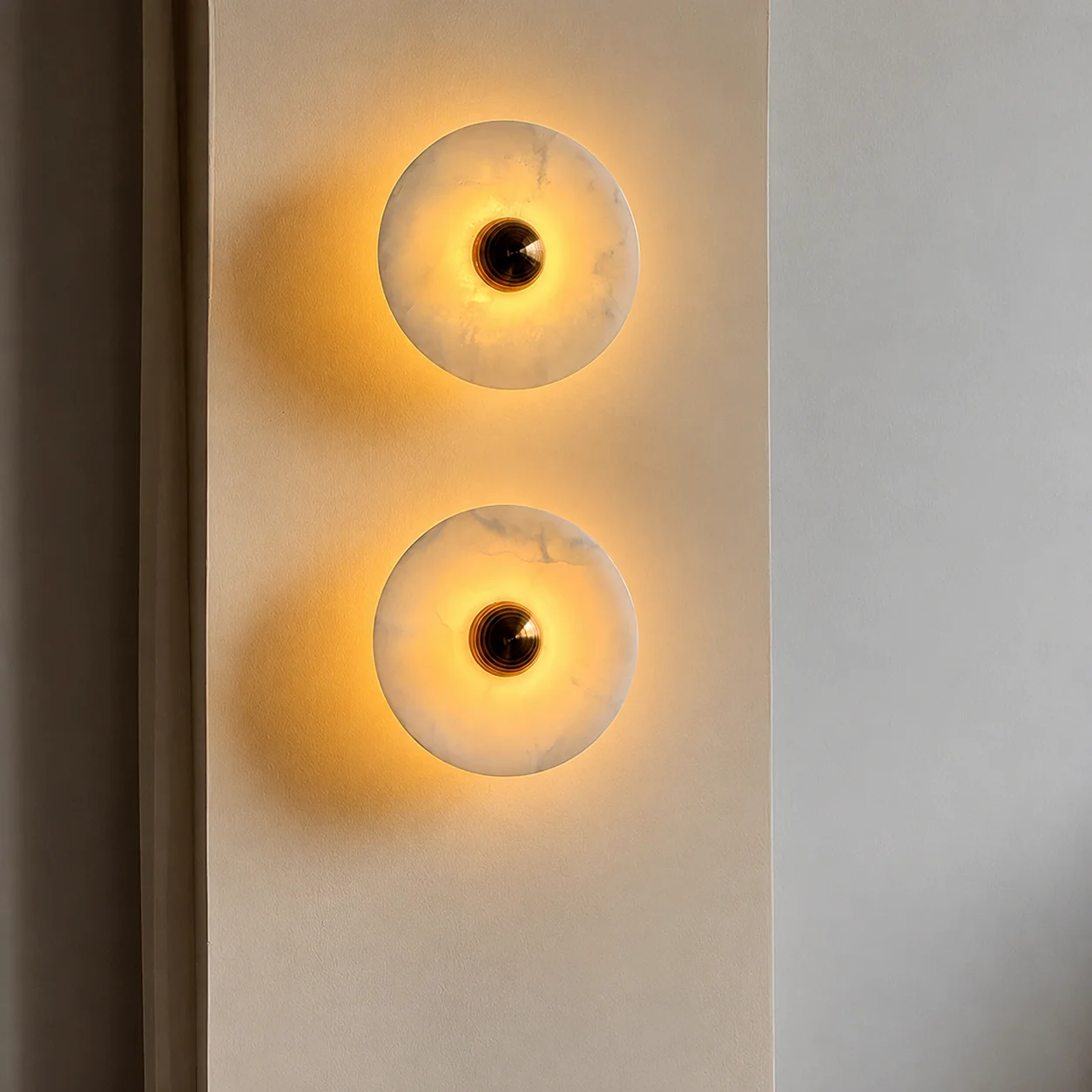 Marble Texture Circular Wall Light, LED Round Wall Sconce for Bedroom Bedside Corridor TV Background view 6