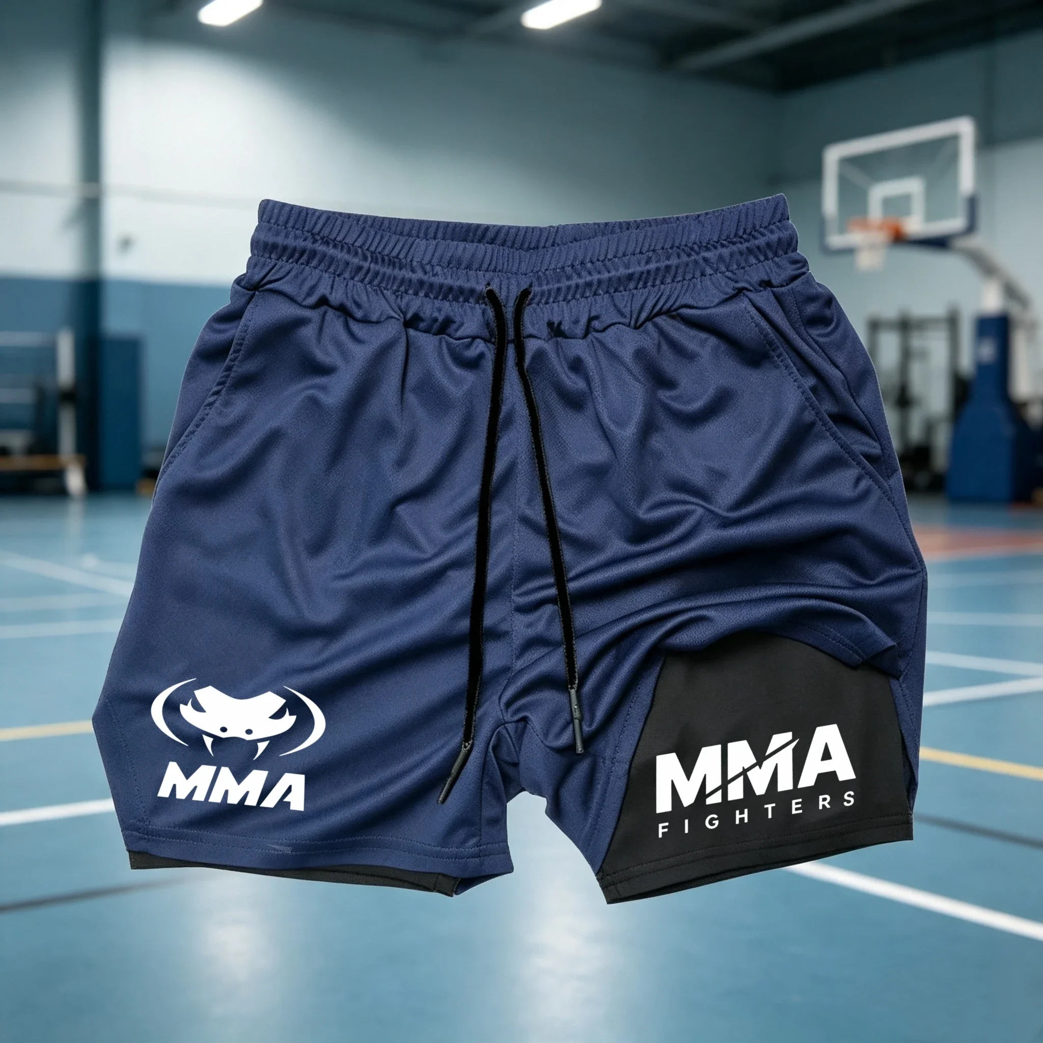 2 in 1 MMA Fighter Shorts Men's Quick Dry Compression Liner Boxing Muay Thai Training Gym Running Athletic Shorts wx290