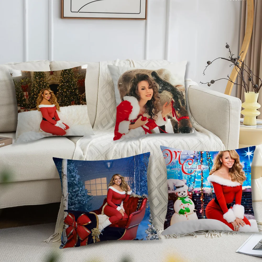 Singer Mariah Carey Merry Christmas Pillow Case Sofa Living Room Bedroom Headboard Backrest Cushion Square Cushion Nap Time