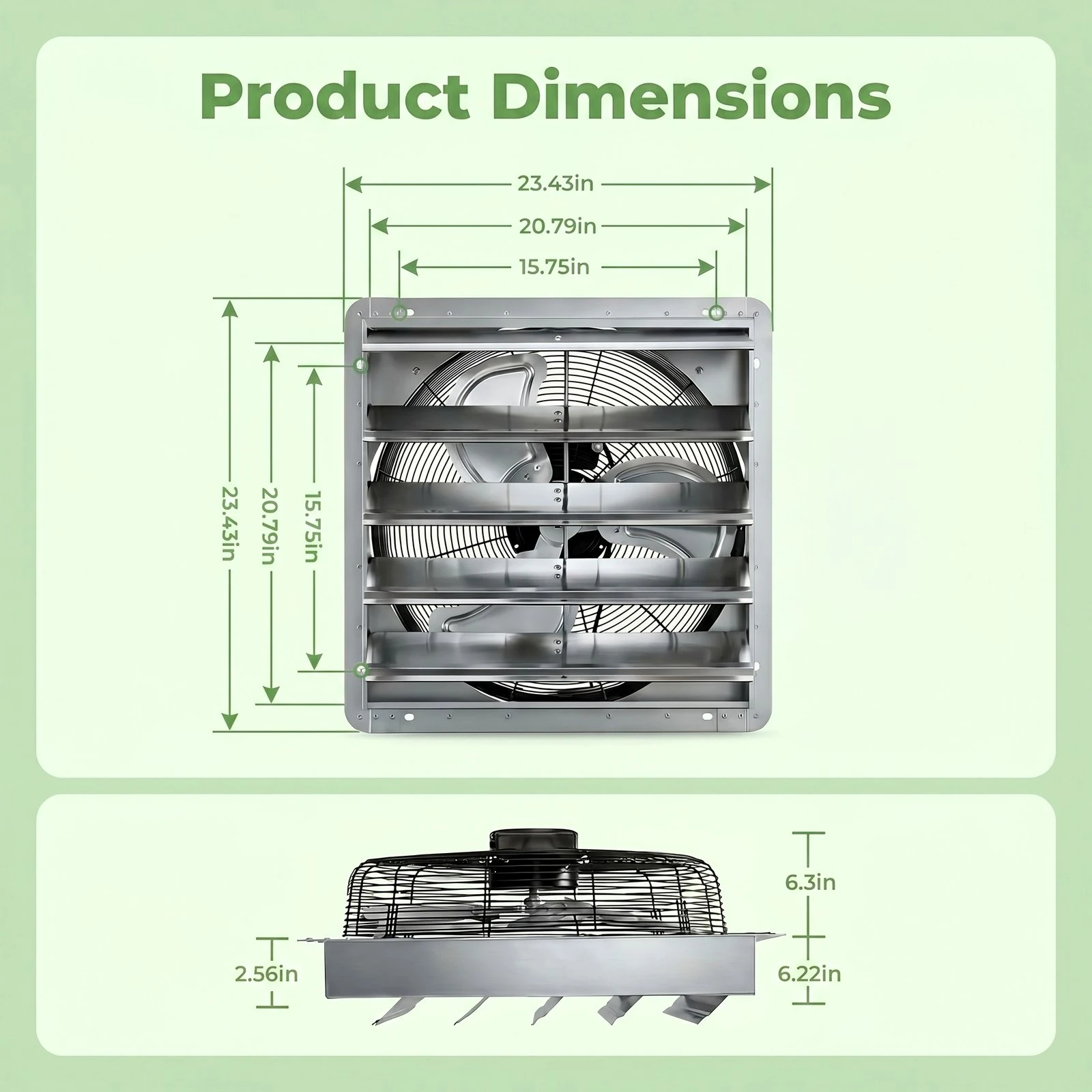 FOHERE 20 Inch Shutter Exhaust Fan Wall Mounted, High Speed 3500CFM Vent Fan with 1.65M Power Cord, Quiet Air Circulation for Garages And Shops, Greenhouse,Attic, Shed, Commercial Use
