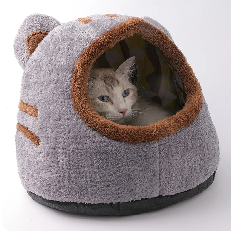 Pet Bed Sleeping House Puppy Nesting Cave Comfort Cat Bed Removable Kennel Bear Head Winter Warm Pet House for Cat and Dogs