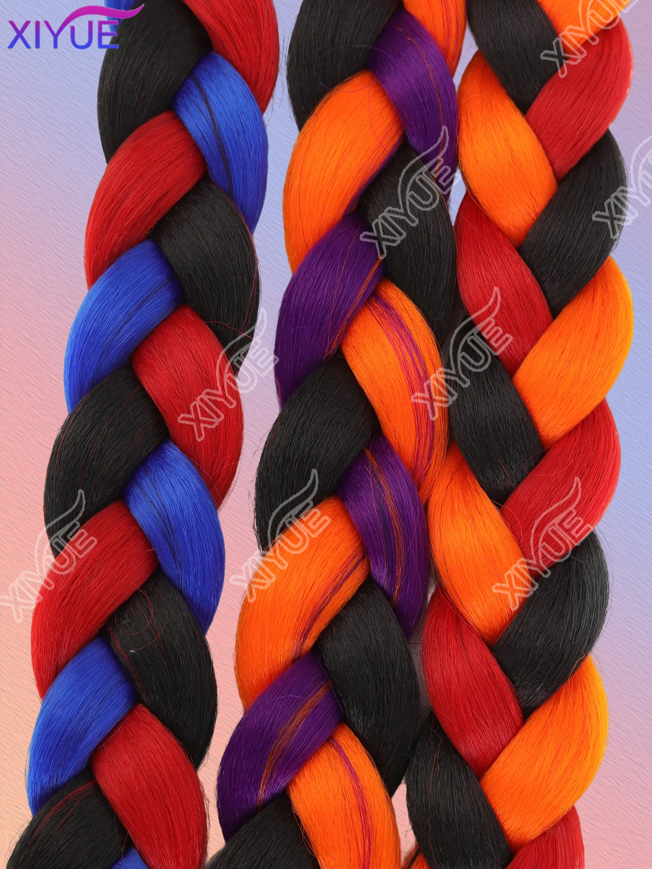 Braiding Ponytail Hair Extensions Synthetic Long Wrap Around Braided Horse Tail colorful color blocking BraidPonytail for Women