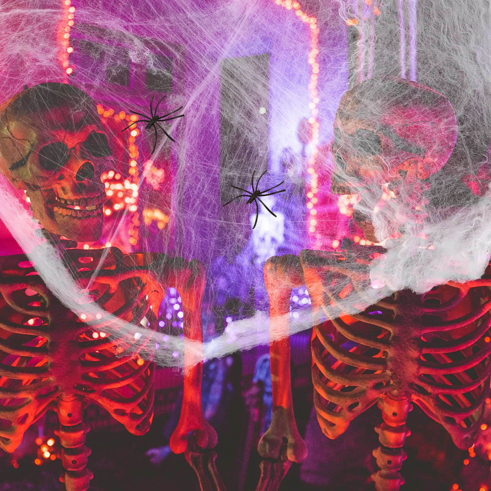 2Pcs Halloween Glow Spider Web Decor Stretchable Easy Setup Lightweight for DIY Haunted Crypt Cemetery Scene Creepy Indoor