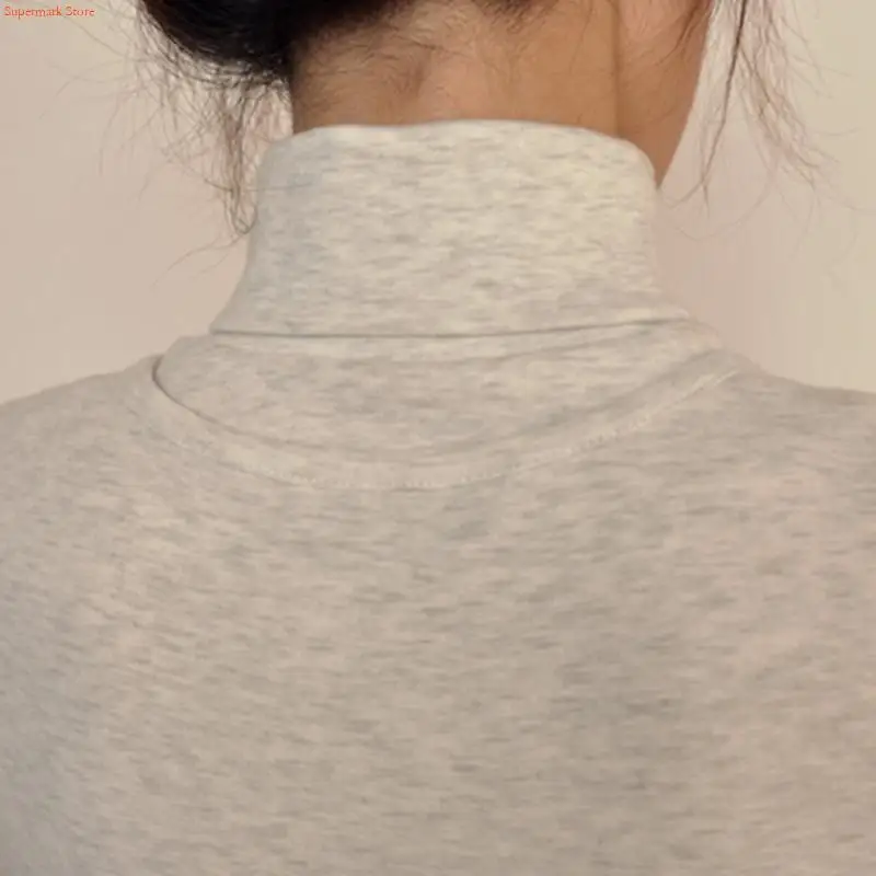 Q5WE Women Men Simple Color Dickey False Fake Collar Turtleneck Detachable Cotton Half Top Neck Cover Loop Scarf Sweater