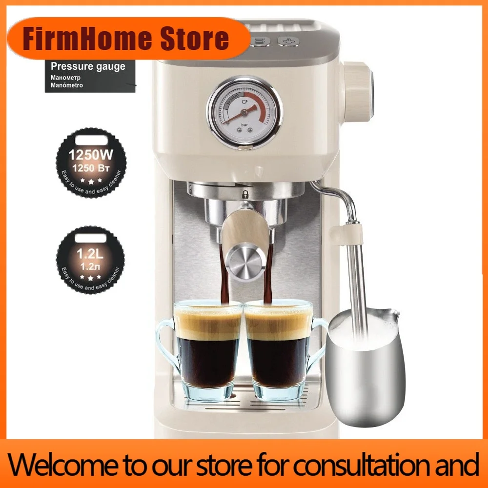 FirmHome Store220V Semi-automatic Espresso Coffee Machine Cold And Hot Extraction Steam Milk Foam Frothing Integrated Coffee Mak