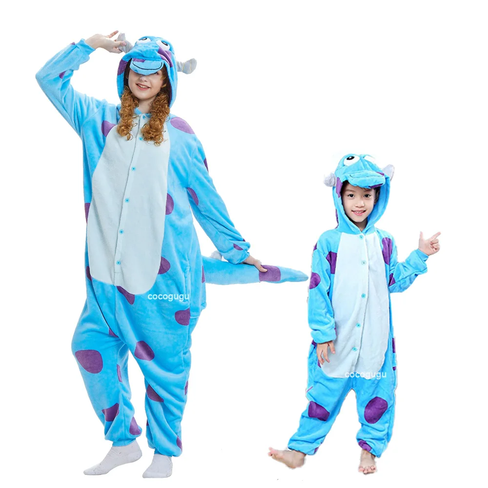 

Sully Cosplay Costume Men Women Boy Girl Halloween Suit Animal Onesie Cute Flannel Jumpsuit Anime Kigurumis Blue Cow Outfit