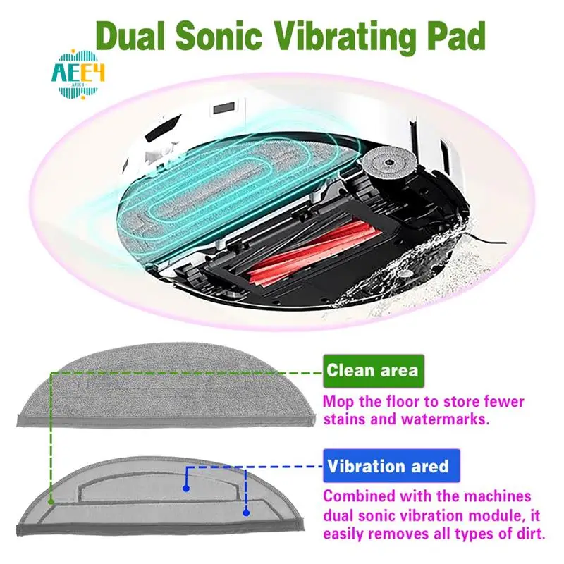 

AEE4-12 шт. сменные подушечки для швабры для Roborock S8 Maxv Ultra/S8 Max Ultra, тканевые подушечки для швабры с краями робота-пылесоса