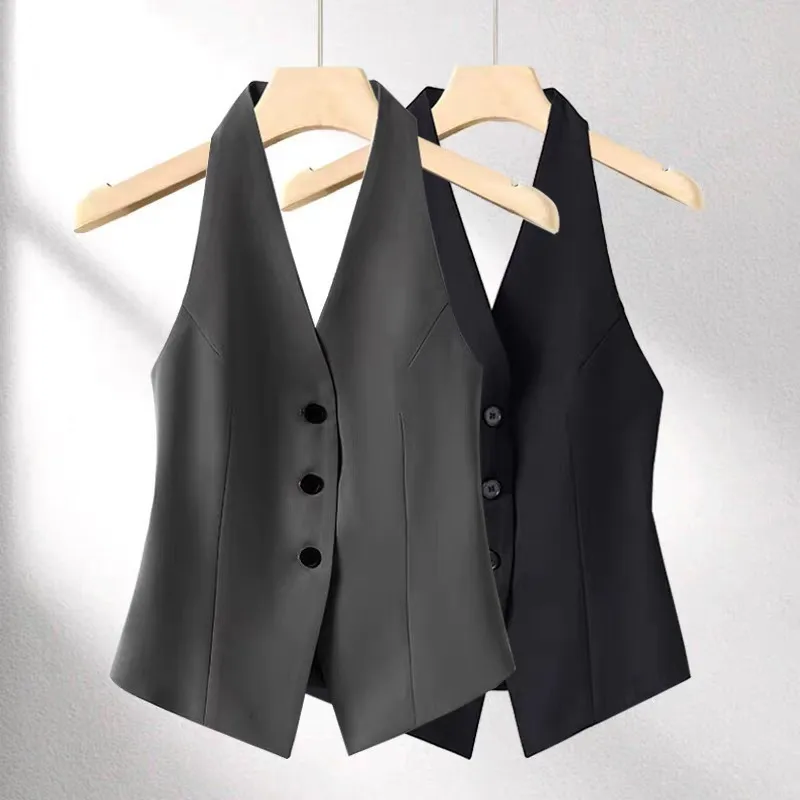 High end neck hanging vest for women fashionable vest stylish and western-style summer new design stylish outerwear suit vest