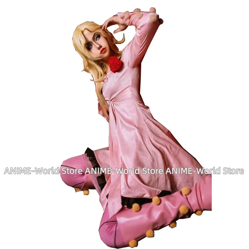 《 Custom size centigrade Lucy Pendleton cosplay costume wig shoes Lucy Steel pink dress any size