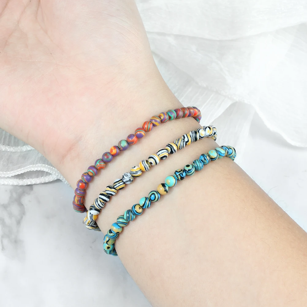 Mini 4mm Beaded Bracelets For Women Natural Stone Multicolor Malachite Bracelets For Men Friendship Yoga Healing Health Jewelry
