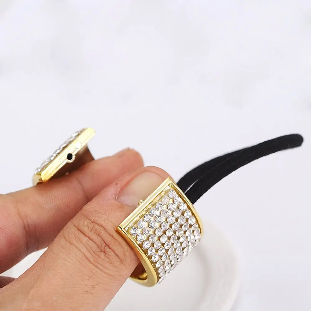 

Shining Plastic Crystal Gum Scrunchy Holders Girls High Elasticity Pearl Hairband Buckle Cuffs Hair Ring Headwear