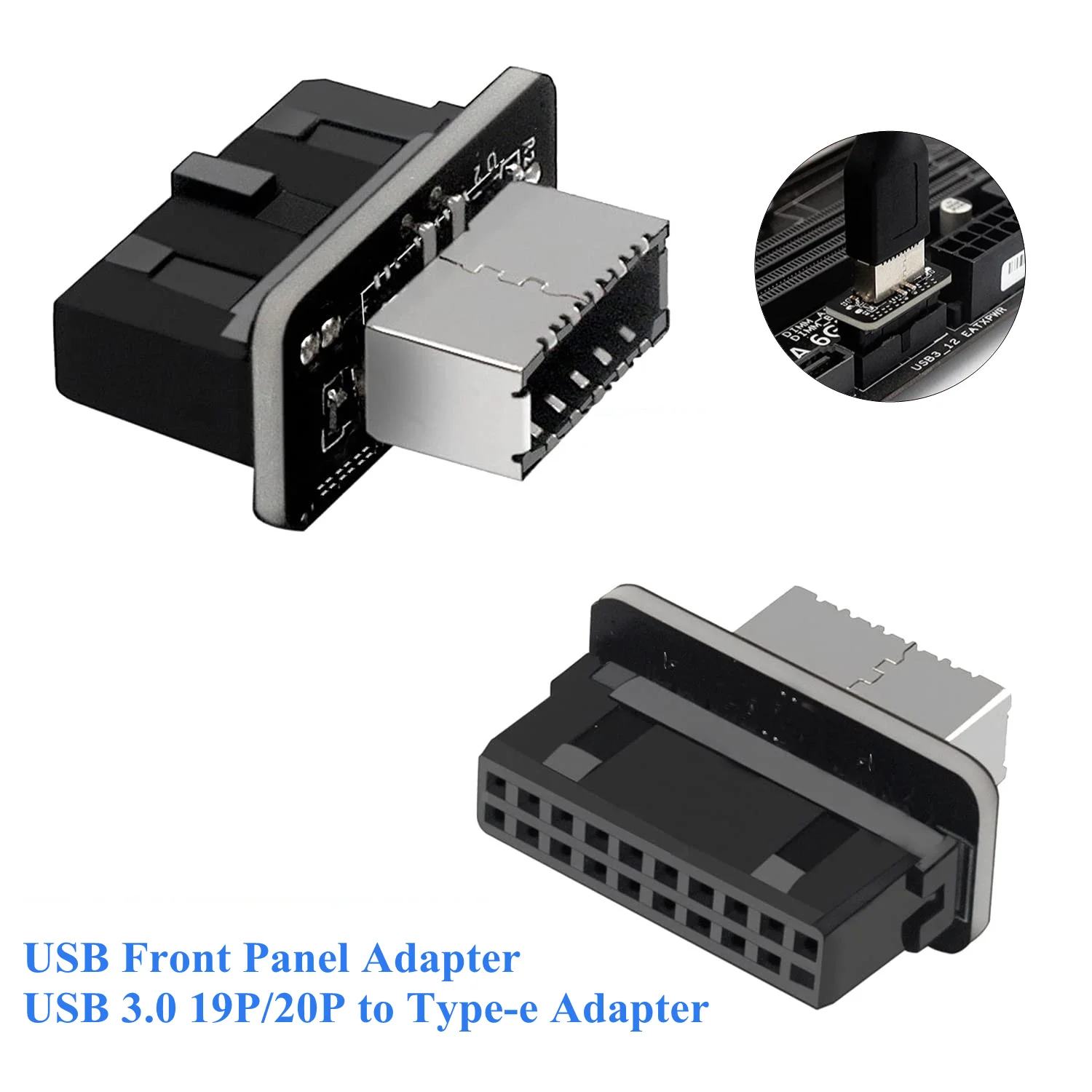 USB Front Panel Adapter Type-E Female to USB 3.0 19 PIN Male Adapter Internal Vertical Header Splitter for Type C Motherboard