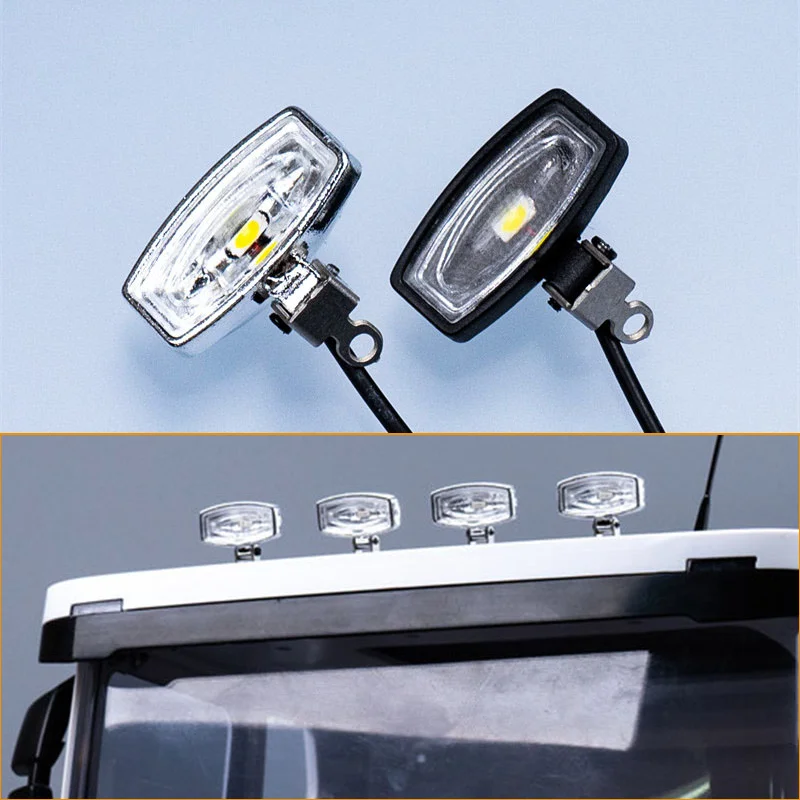 1 Pair LED 3V Roof Lights Spotlight for Tamiya 1/14 RC Truck for SCANIA 770S R620 for Volvo for ACTROS 3363 Car Accessories