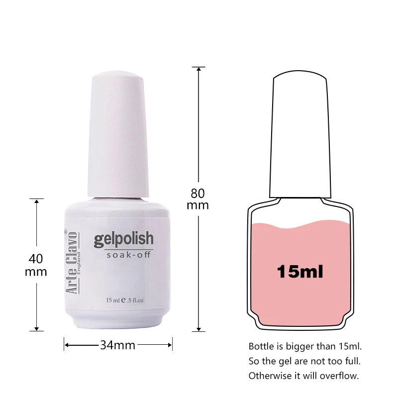 Arte Clavo 15ml Gel Nagellak Geen Chipping En Fading UV LED Losweken Top Base Gel Kleurrijke Nagel UV Gel Vernissen voor Nagels