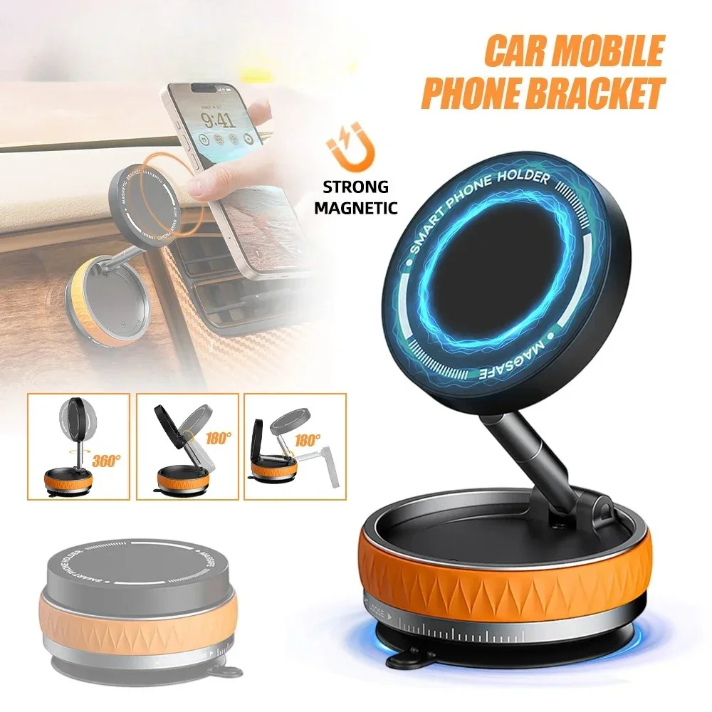 New Magnetic Vacuum Suction Cup Phone Holder 360° Adjustable Car Mount Suitable for iPhone and All Smartphones