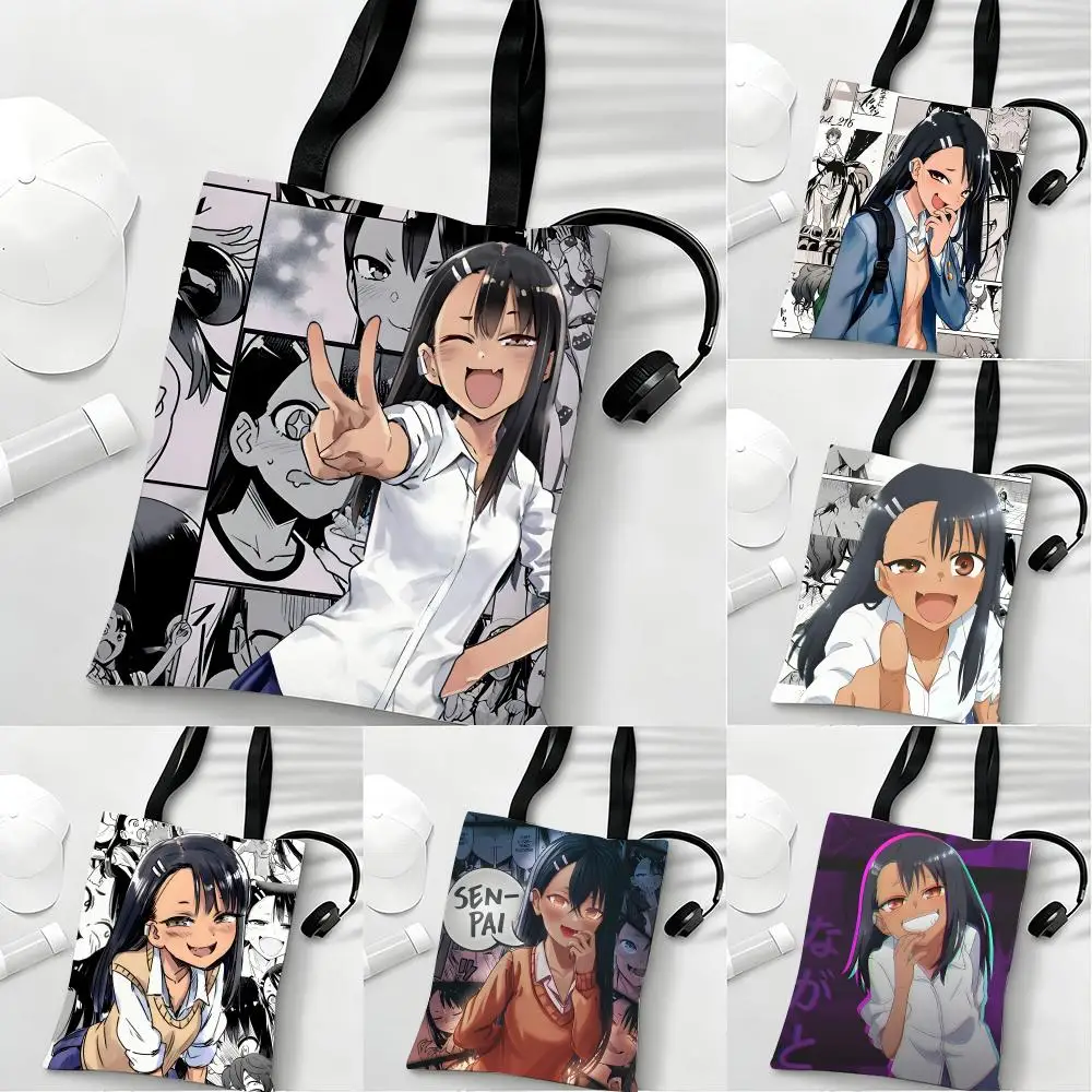 

Ijiranaide Nagatoro-San Storage Bags Lightweight Eco Friendly Fashionable Multi Purpose Large Capacity Canvas Shoulder Tote