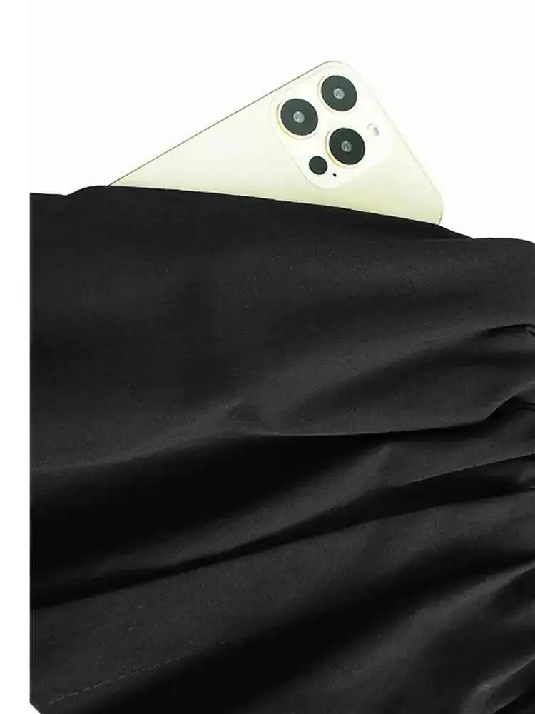 เอวยางยืดสูงสีดำไม่สม่ำเสมอผ้าพันแผลยาวกางเกงขากว้างกางเกงใหม่ผู้หญิงแฟชั่นฤดูใบไม้ผลิฤดูใบไม้ร่วง