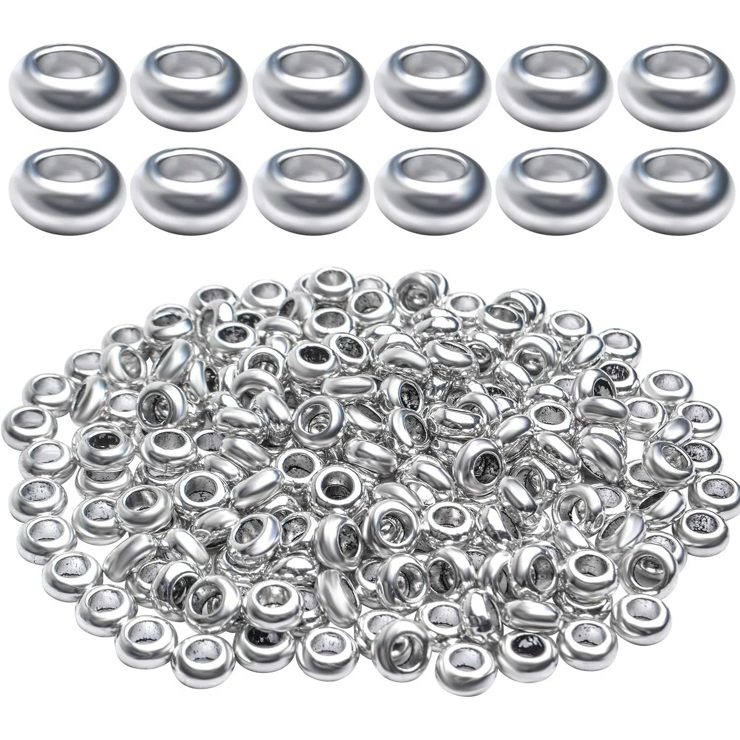 

200pcs Silver Spacer Beads Antique Alloy Round Spacer Beads Metal Spacers Smooth Loose Beads for DIY Crafts Necklaces Bracelets