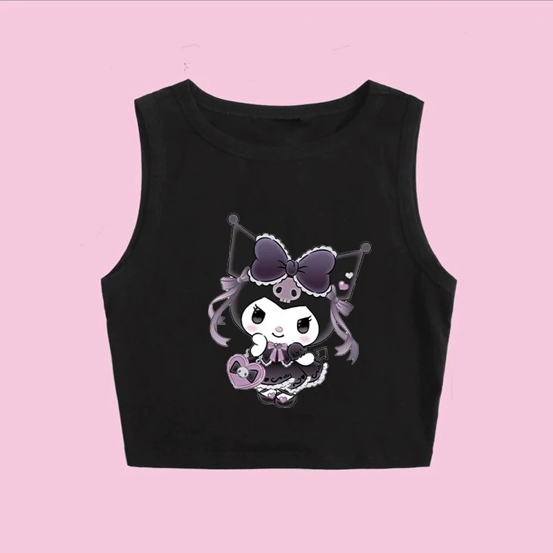 Sommer Koreanischen Stil Sanrio Kuromi Cartoon Print Weste Y2K Frauen Neue Vielseitige Mode Casual Weste Top