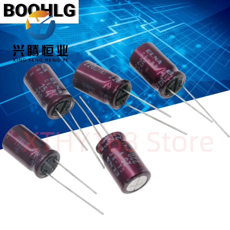 5PCS 220UF 25V ELNA Audio Capacitor 25V 220UF 8X12 RA3 Purple Red Robe
