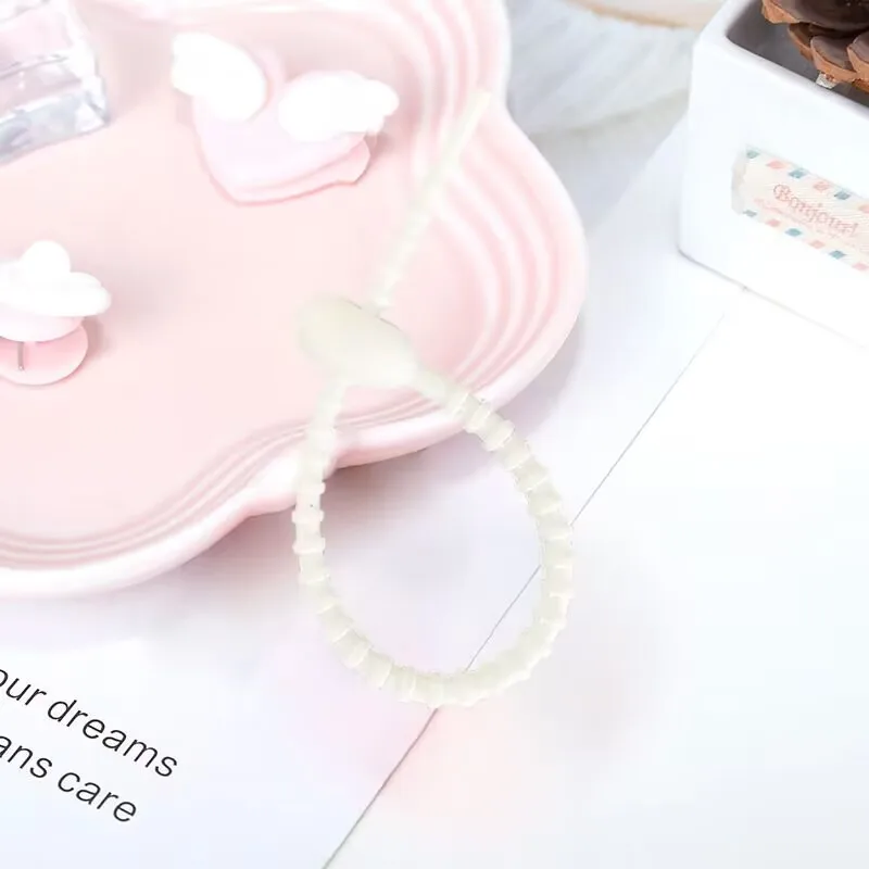 

100 PCS Silicone cable tie, tadpole shaped, reusable, movable buckle, cable tie, silicone material, key rope, wire harness