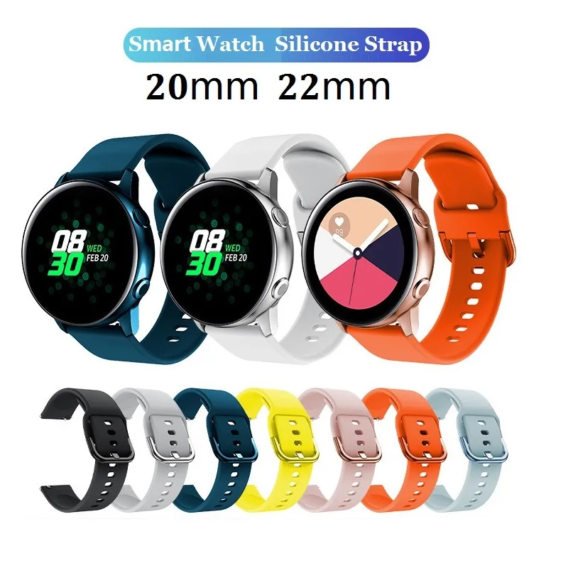 

40PCS 20mm 22mm Smart Watch Strap for Garmin Samsung Xiaomi Coros Huawei Amazfit TicWatch Fossil Silicone Watch Bracelet Straps