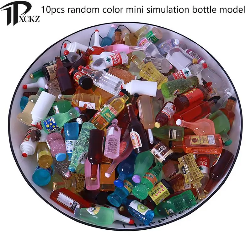 10Pcs Cute Mini Wine Bottle Simulation Beverage Bottle Model Dollhouse Supermarket Food Snacks Doll Kitchen Accessories