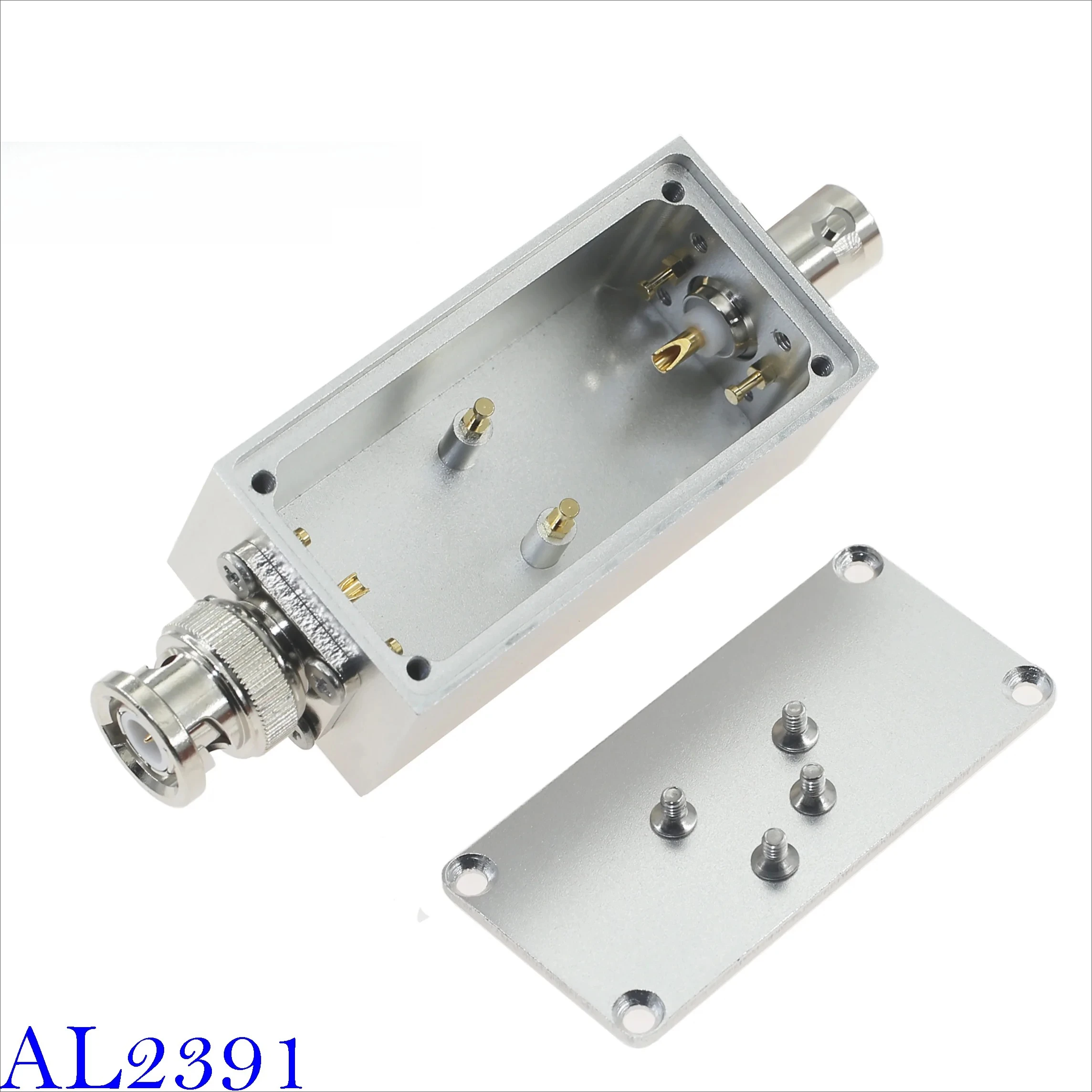 AL2391 Coaxial BNC Male to Female Shielded Aluminum Enclosure Box, Impedance Matching Bandpass Filter