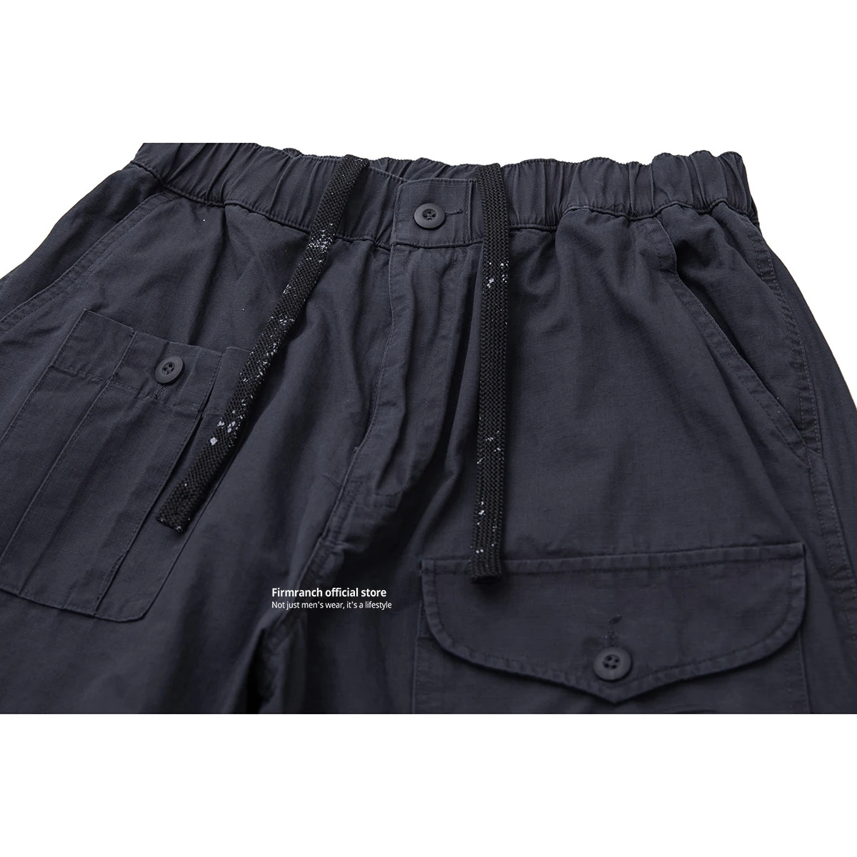 Firmranch japoneses nuevos Retro sueltos de pierna recta pantalones casuales hombres mujeres 2025 Primavera Verano algodón cintura elástica pantalones Cargo