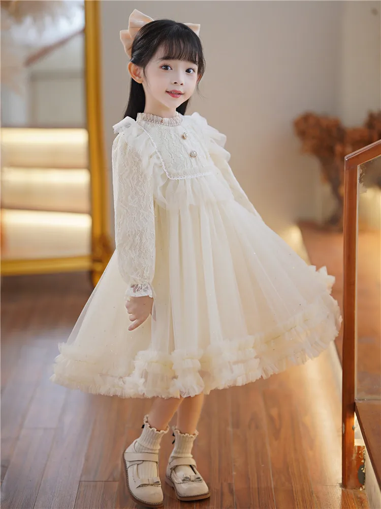 Girls\' dress Spring and Autumn New Baby lace net Yarn Cake skirt Rabbit princess dress