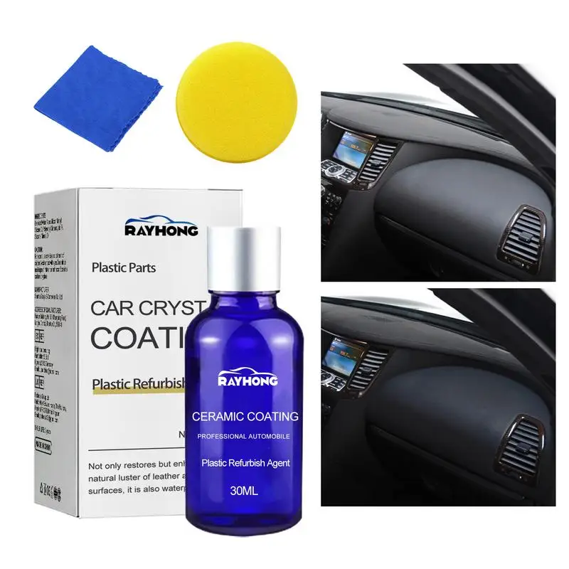 

Auto Trim Restorer 30ml Refreshing Car Black Trim Restorer With Sponge And Wipe Long Lasting Trim Restorer Resists Water Dirt