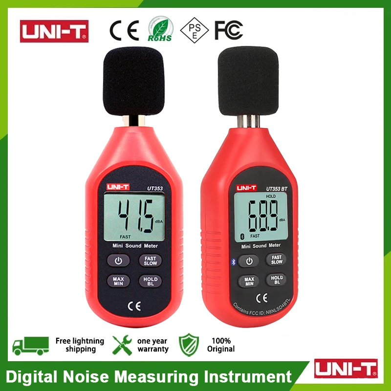 UNI-T UT353 UT353BT Sound Level Bluetooth Meter Digital Noise Measuring Tester 30-130dB Professional Decibel Monitor dB Detector