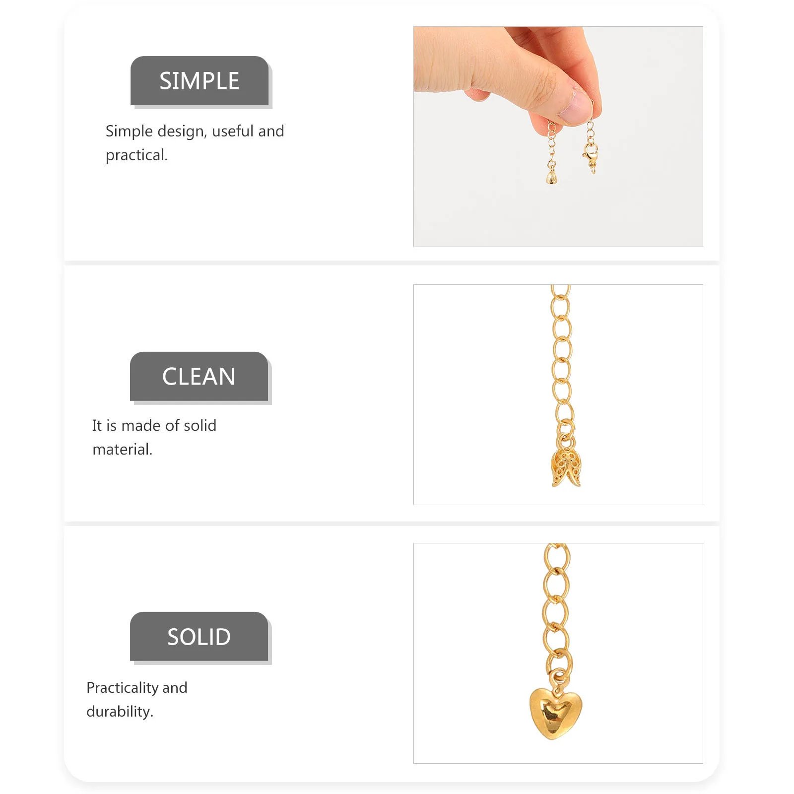 

8pcs Necklace Chain For Diy Jewelry Lengthener Bracelets Bracelet Extension Chain Anklets Extension Link Accessory Gift