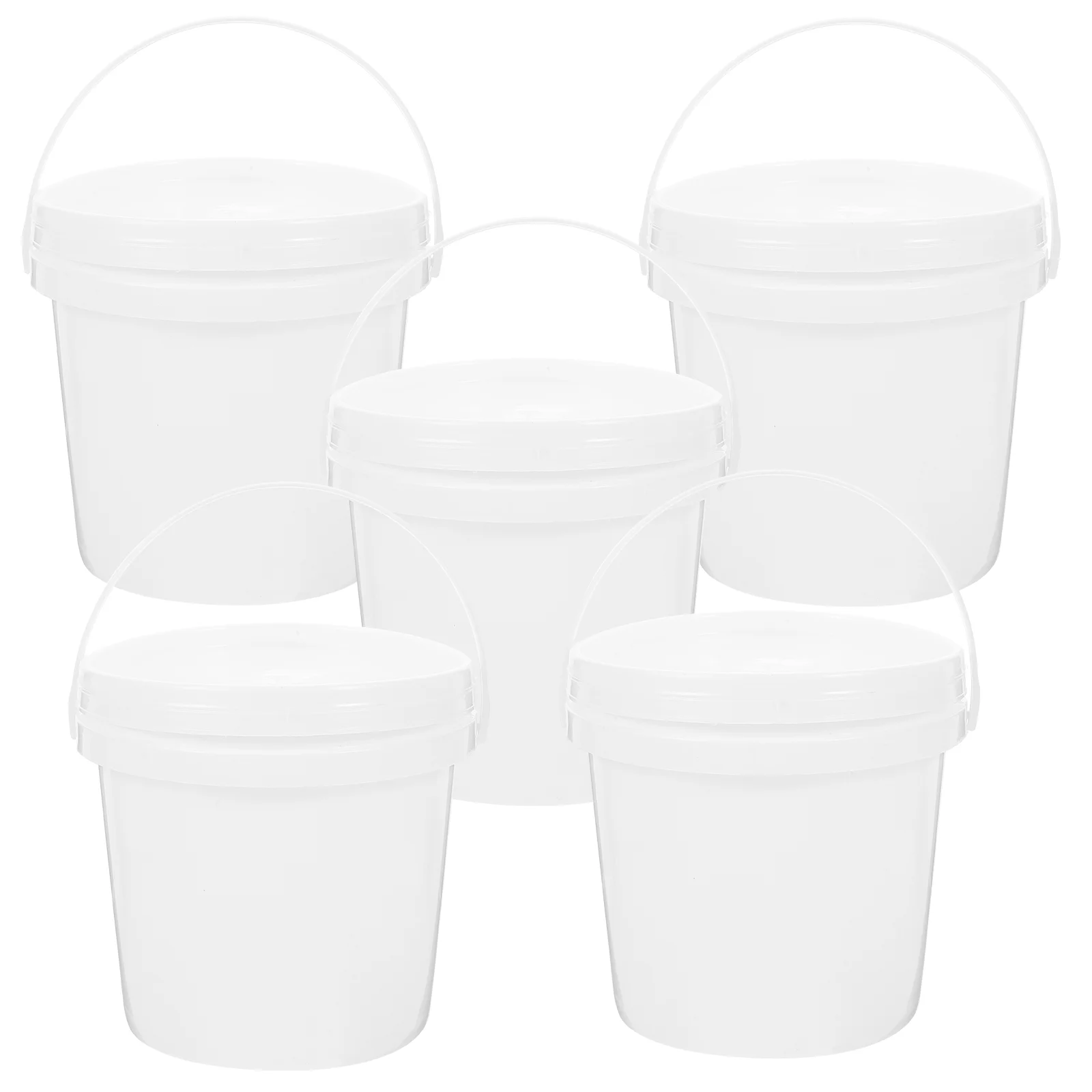 

5 Pcs Plastic Barrel Buckets Wash Pigment Small Thickened Portable Empty with Handle Lid Water