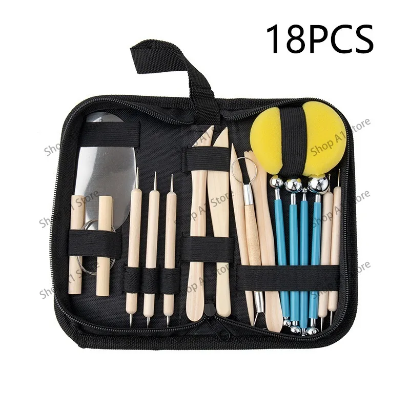 18Pcs Pottery Sculpting Tool Set, Wire Clay Cutter & Carving Pens for Polymer Clay, Figure Model Making
