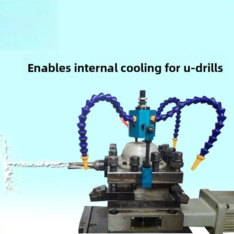 4 Station Lathe Turret Water Splitter, CNC Internal Cooling Outlet Assembly, Coolant Distributor for U Drill Inner Boring