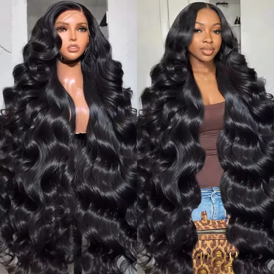 

Парик из бразильских натуральных волос Body Wave 200 Density, 40 дюймов, с кружевной передней частью 13x4, прозрачный фронтальный парик 13x6, предварительно выщипанный, для женщин