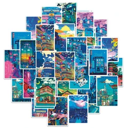 10/30/50pcs Cute Art Street Night View adesivi per cartoni animati estetica Ins decalcomanie Scrapbook telefono Laptop bagagli Wall Sticker giocattolo per bambini