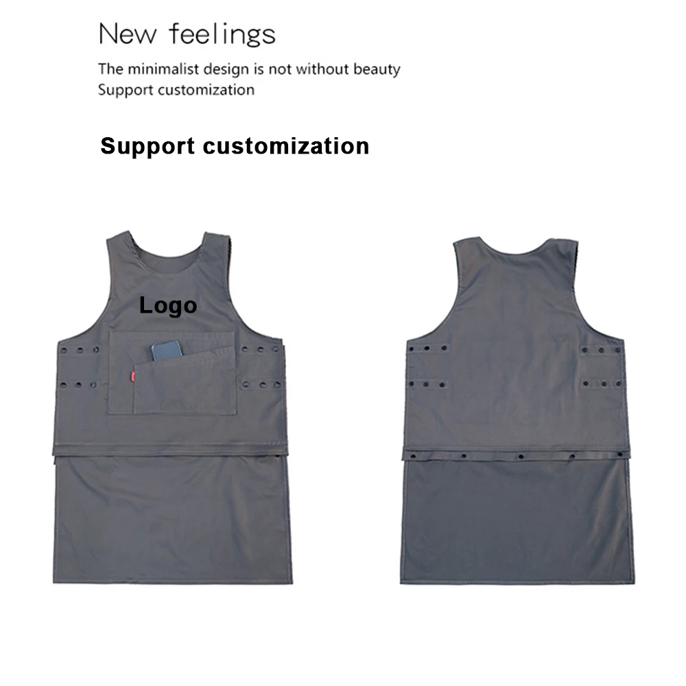 Fashion Sleeveless Apron Smock Removable Customized Logo Kitchen Work Clothes Men and Women Workwear Apron