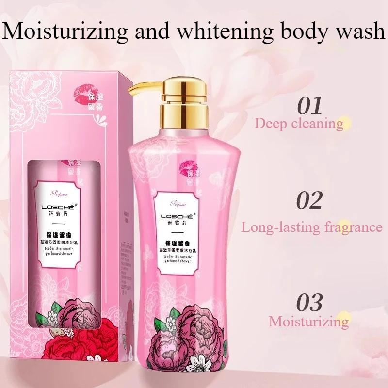 500ml Perfume Hydrating Body Wash Moisturizing Tender Skin Brightening, Deep clean Floral Scented Shower Gel Soft Glowing Skin